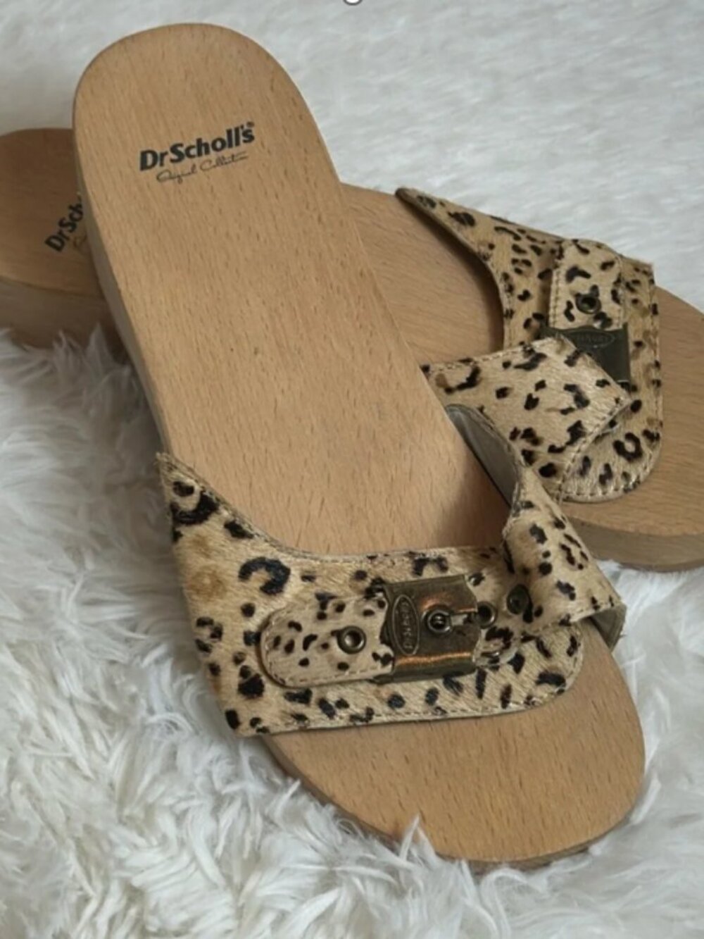 Dr. Scholls Wooden Exercise Leopard Cheetah Sandals Clogs-7